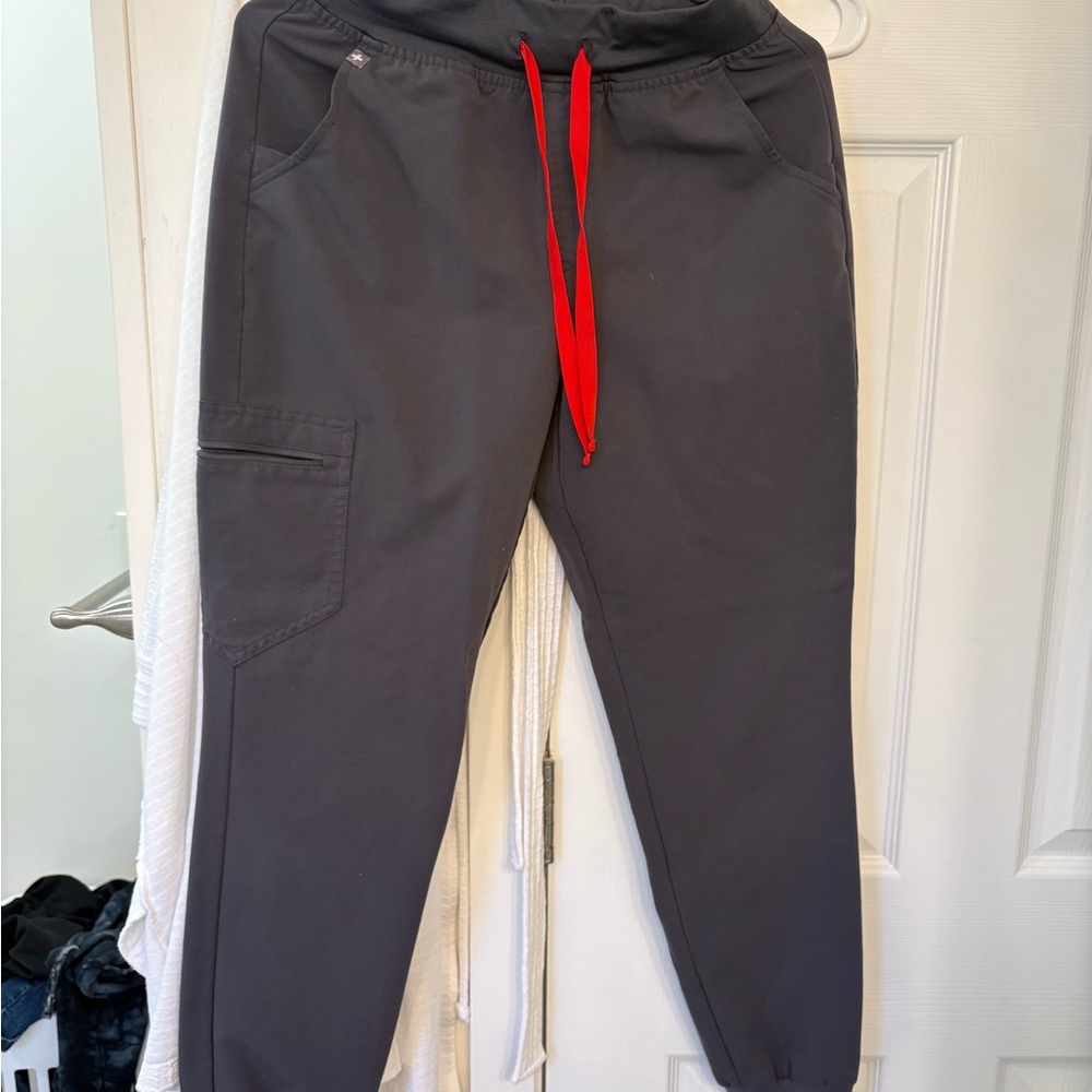 Figs Charcoal Joggers with Red Drawstring